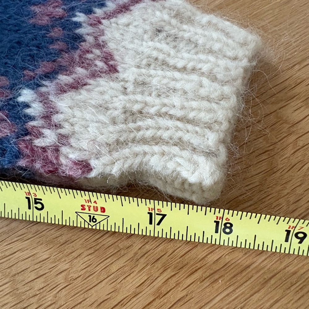 Vintage Hand Knit Faire Isle Wool Cardigan Sweater w Iconic Silver Buttons / S-M - Picture 12 of 13